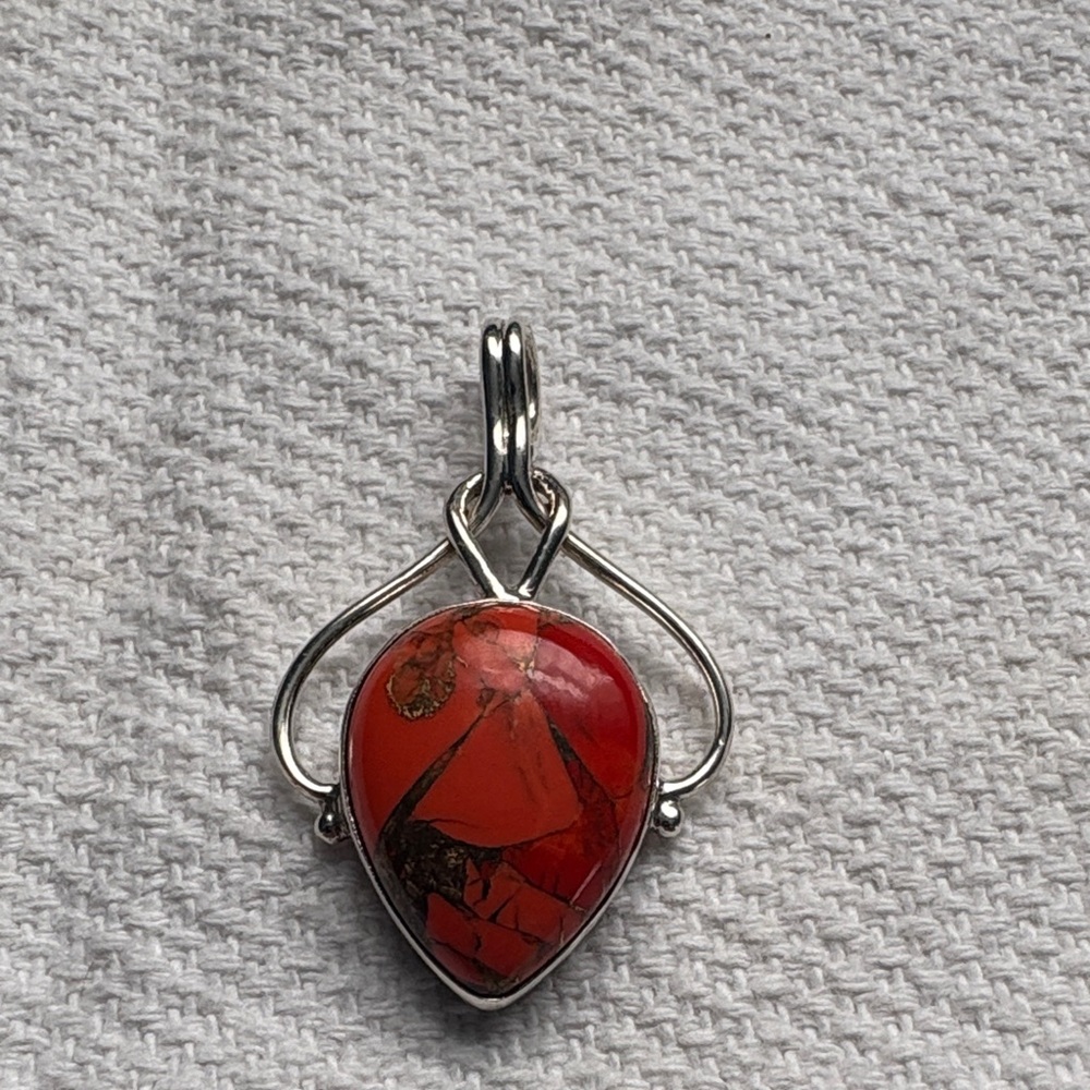 Elegant orange copper turquoise pendant